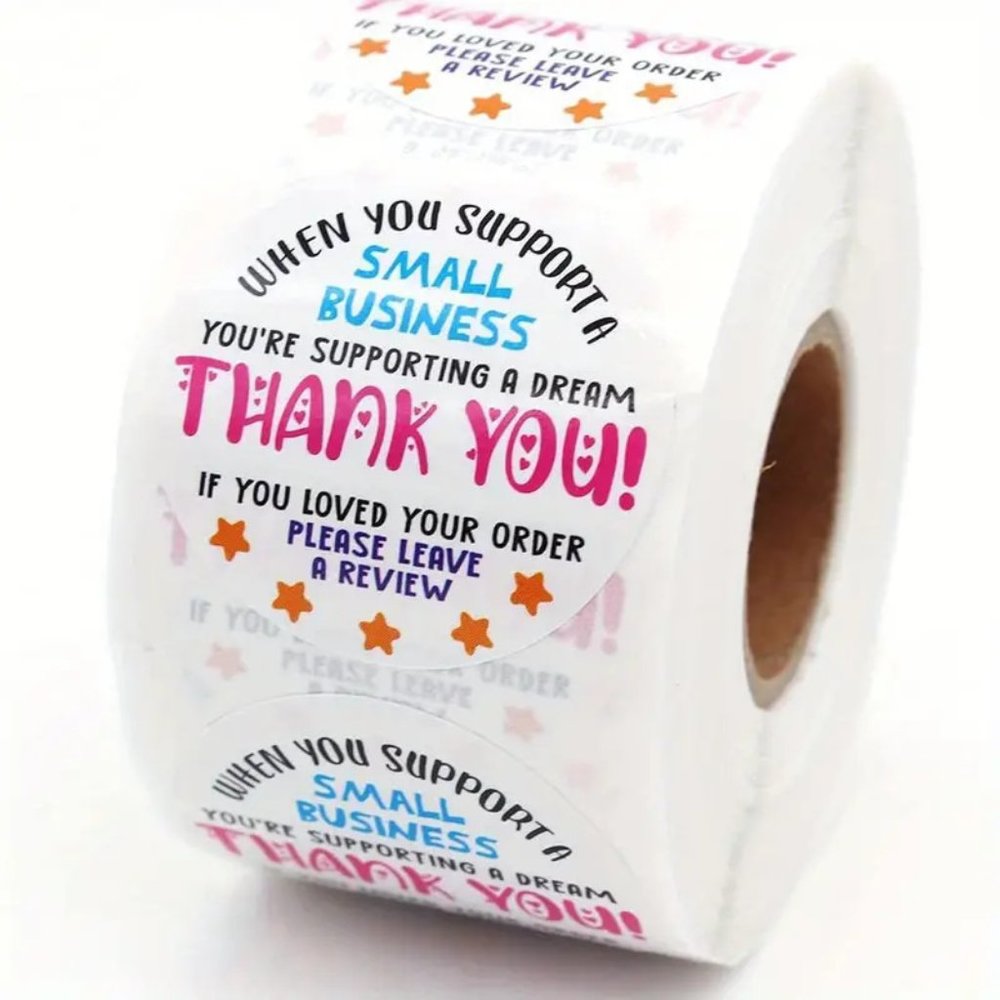 NEW 500 Stickers Please Leave A Review Thank You Round Business Stickers
